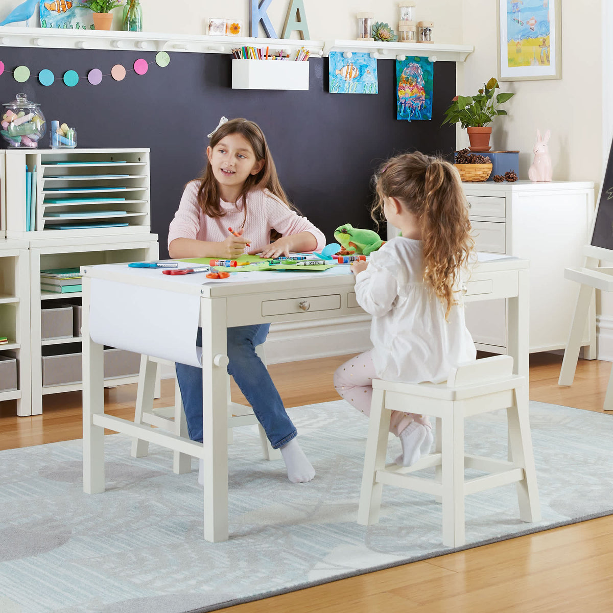 G77108 Martha Stewart Crafting Kids Art Stool White Lifestyle 1 | Linen White
