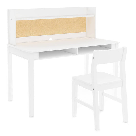 G76808 Kids' Desk with Hutch and Chair White Quarter With Chair | Linen White