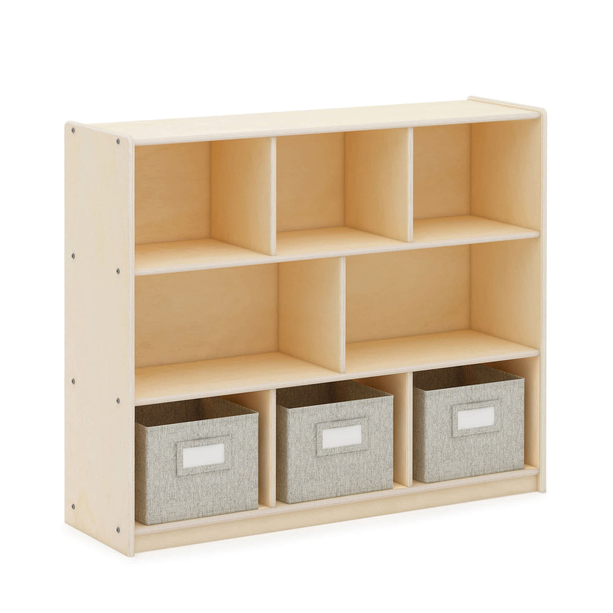 G80315 EdQ Essentials Three Shelf Compartment Storage Natural Main-1 | Natural