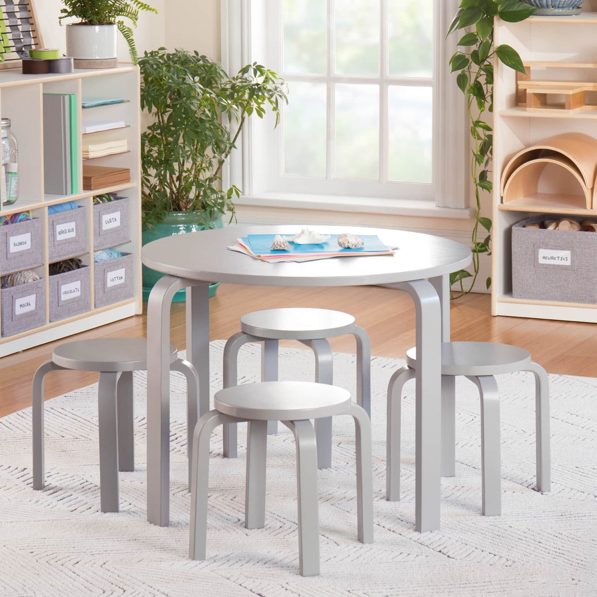 G81047 Nordic Table & Chairs Set Gray Env Main | Gray