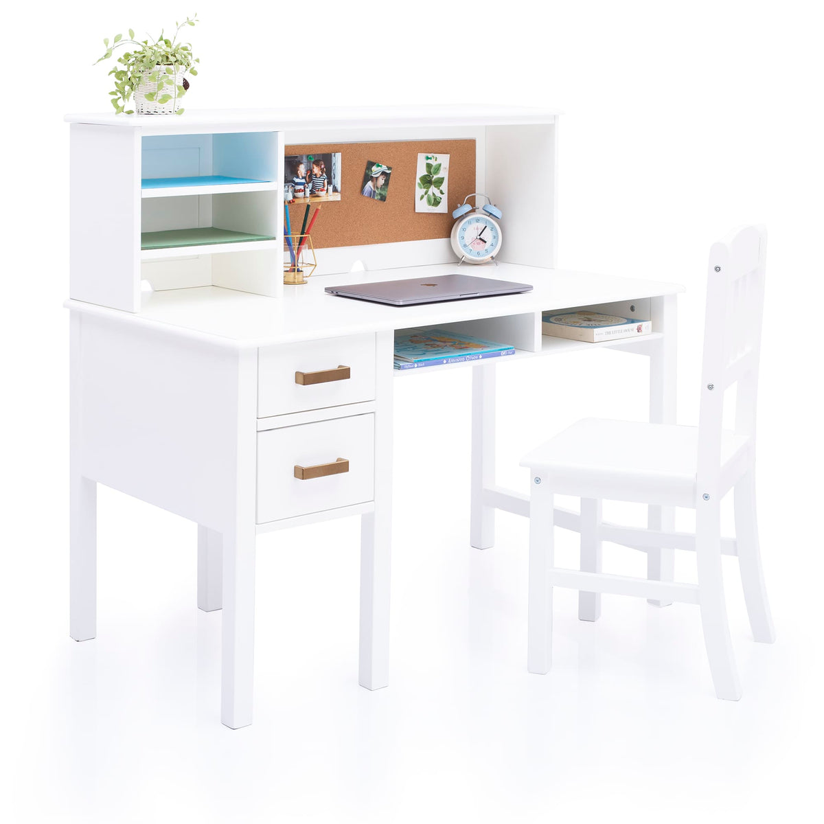 G27650-Taiga desk and hutch white mainprops update | White