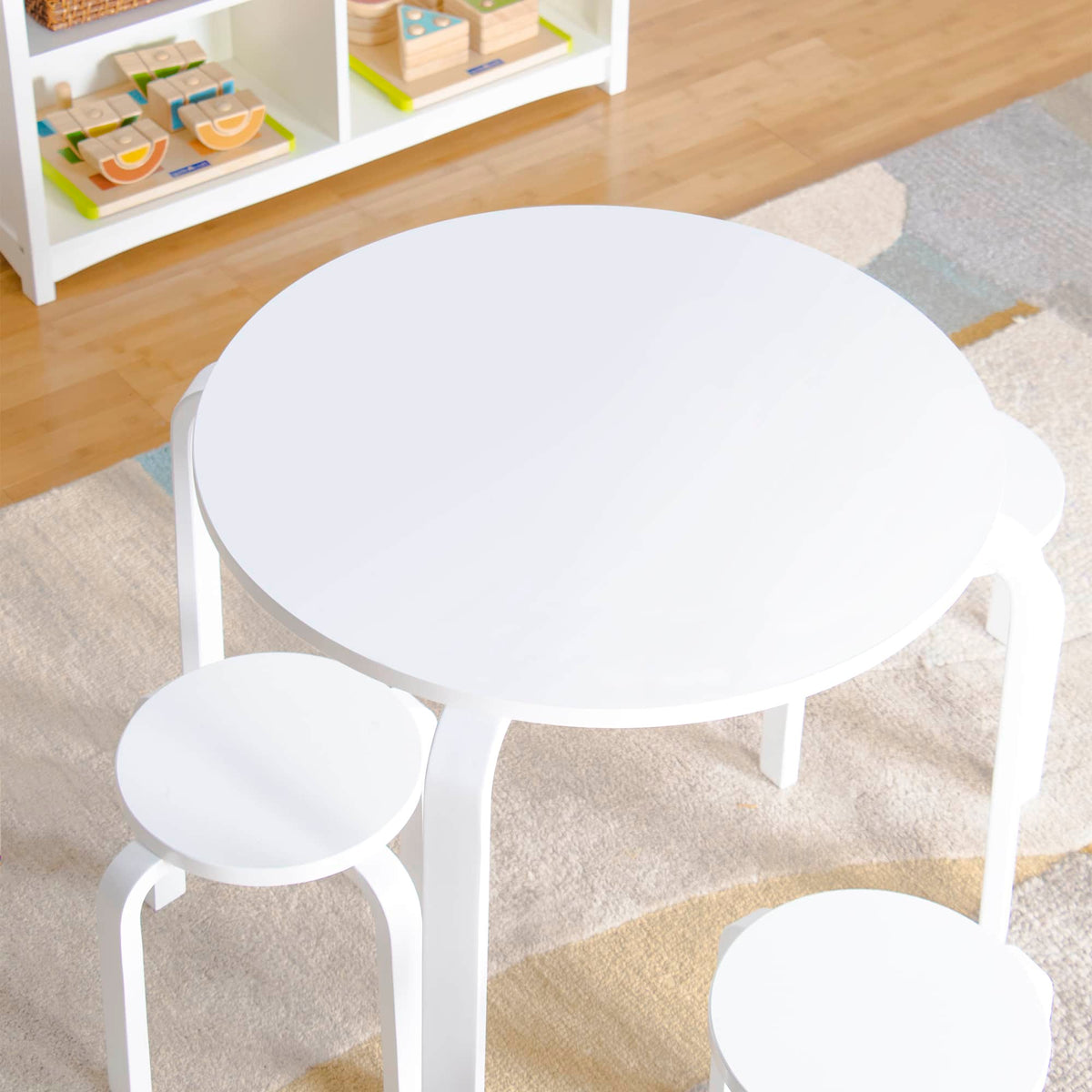 G81048 Nordic Table and Chair Set White Environmental Top no Prop | White
