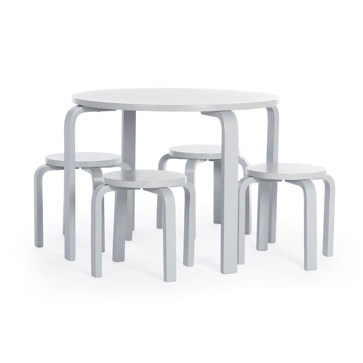 G81047 Nordic Table and Chairs Set Gray Product Front Full Set | Gray