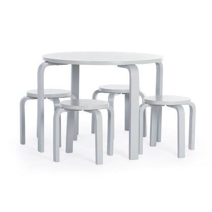 G81047 Nordic Table and Chairs Set Gray Product Front Full Set | Gray